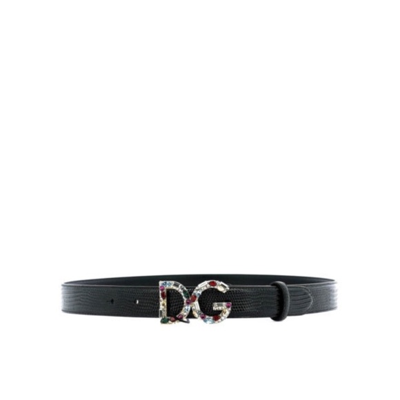 Authentic DOLCE & GABBANA Leather Belt W/Jeweled Logo Buckle SZ 34 NWT BE1272 main image 6